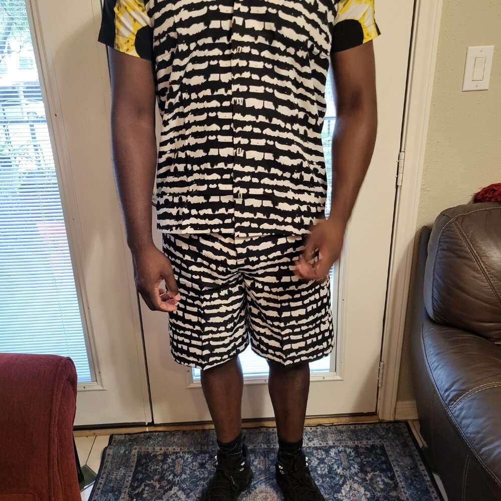 Unisex vintage wear-Blk & white casual pool/ beach lounge 2 set- with pockets - Picture 13 of 15